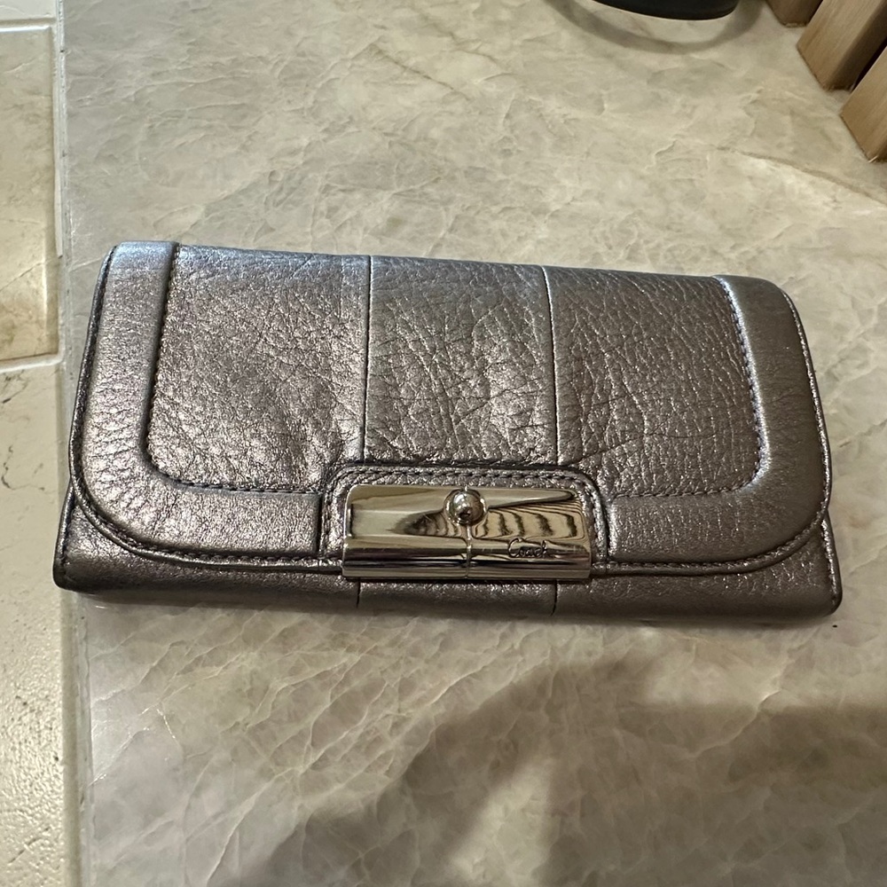 Coach Metallic Silver Clutch/Wallet
